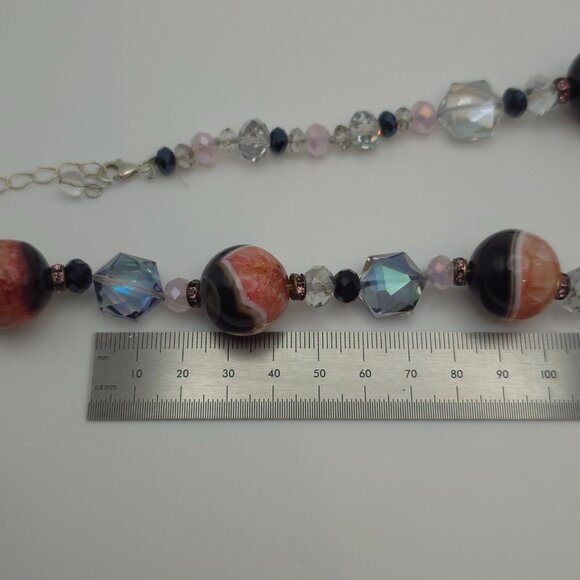 20 Inch Sterling Silver Handmade Crystal And Stone Necklace B69 - Picture 6 of 7